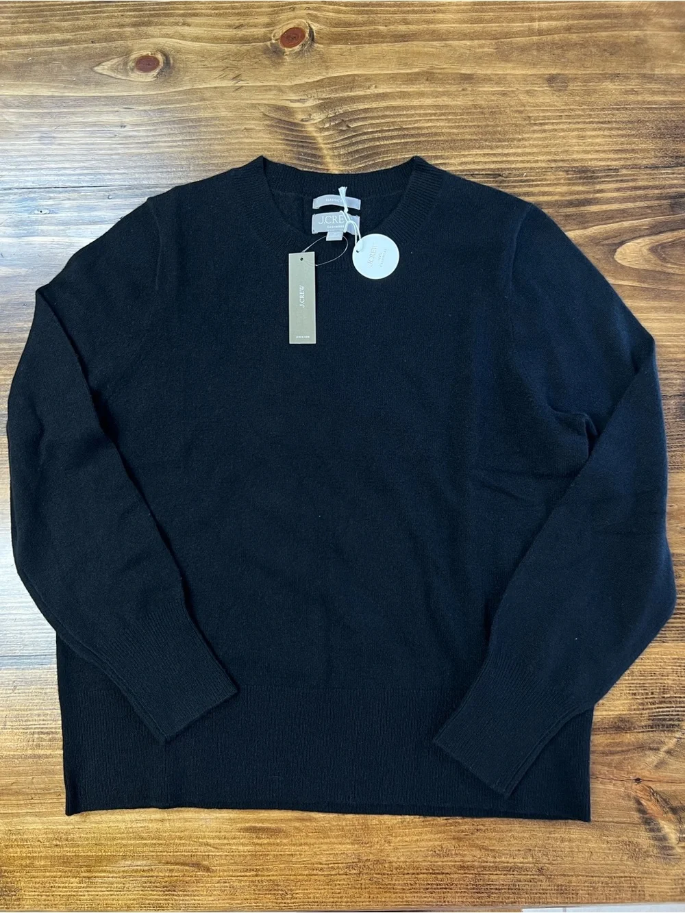 J. Crew Cashmere classic-fit crewneck sweater in Black Size Medium NWT